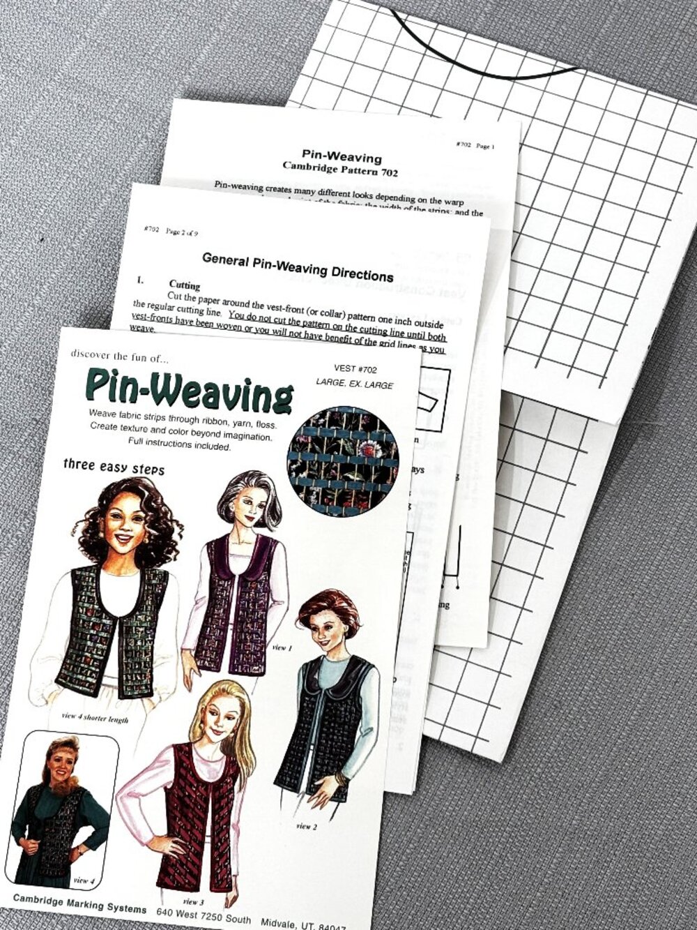 VTG ’94 Pin Weaving Vest Pattern by Cambridge Marking Systems Sz L/XL NWT NOS